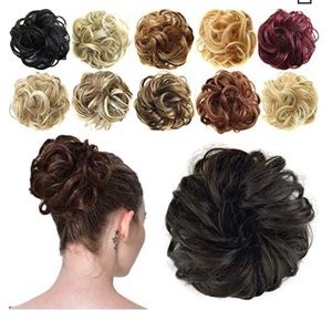 FESHFEN Darkest Brown Synthetic Hair Bun Scrunchi